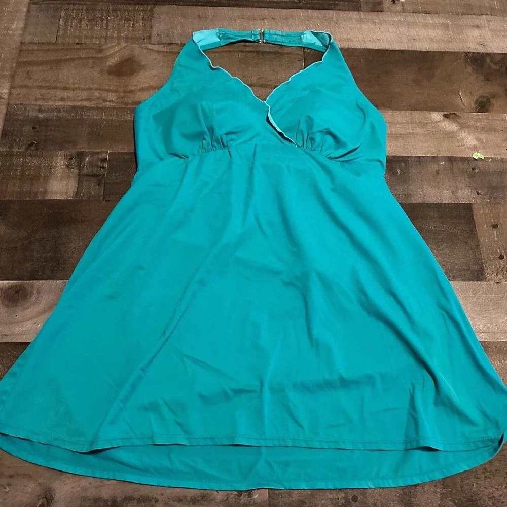 NEW TROPICAL‎ ONE PIECE TIER Lake Blue SWIMSUIT PLUS SIZE 18W